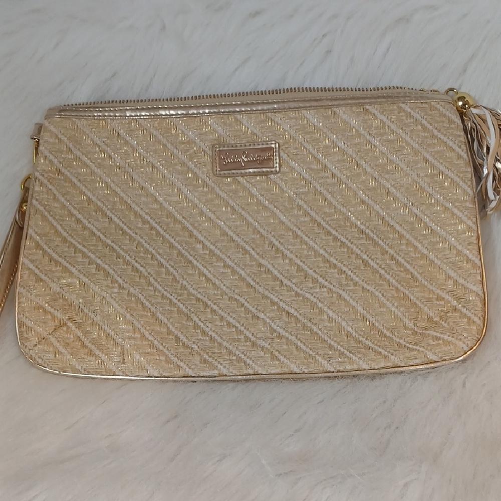 Lilly Pulitzer Chic Gold Textured Clutch/Wristlet